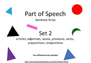 Preview of Part of Speech - Sentence Strips (Set 2)