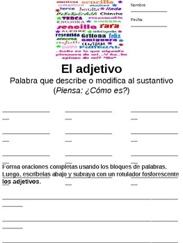 Partes Básicas De La Oración - Basic Parts of Speech - Spanish | TpT