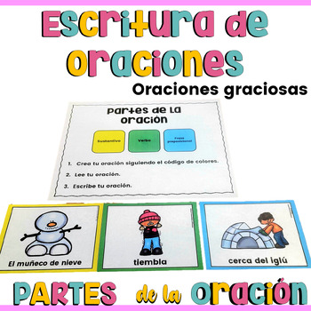Preview of Partes de la oración de las estaciones |Escritura| Spanish silly sentence Bundle