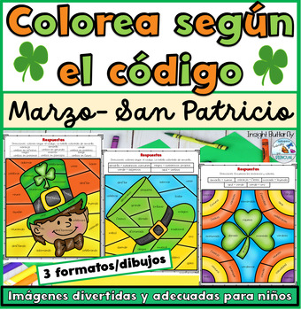 Preview of Parts of Speech Spanish Colorea segun la clave St Patricks Day Grammar