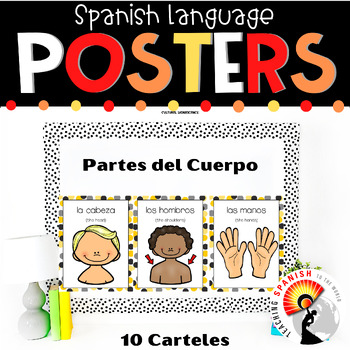 Preview of Partes del Cuerpo Body Parts Posters in Spanish