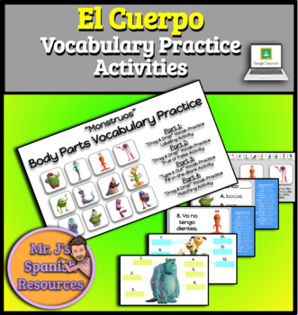 Preview of Partes del Cuerpo Body Parts Vocabulary Practice - Spanish 1 - Distance Learning