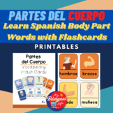 Partes del Cuerpo - Spanish Words Printable Flashcards