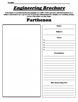Preview of Parthenon "Informational Brochure" WebQuest & Worksheet