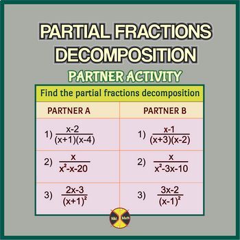 Preview of Partial Fractions Decomposition- Partner Activity(16 problems)-Distance Learning