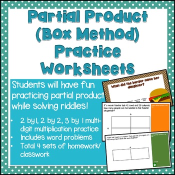 box method multiplication worksheets teaching resources tpt