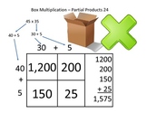 Box Method Multiplication - Partial Products - 2 Digit by 2 Digit - 24 problems