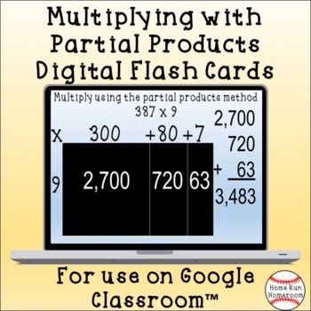 Preview of Partial Products 3 Digit by 1 Digit Google Classroom™ Digital Flash Cards