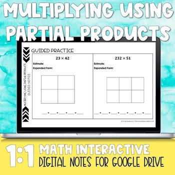 Preview of Partial Products Digital Notes