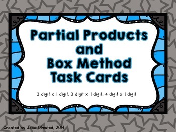 Preview of Partial Products and Box Method/Array Model Multiplication Task Cards