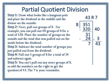 Partial Quotient Division Poster by Teaching With Heart in Texas