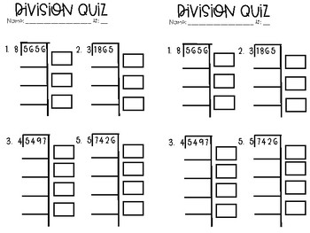 partial quotient division quiz by samantha h williams tpt