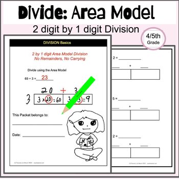 Preview of Area Model Division packet (2 digit dividend, 1 digit divisor) Google™ slides