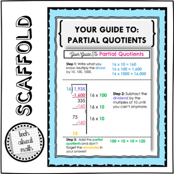 Preview of Partial Quotients Step-By-Step Guide for Students