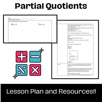 Preview of Partial Quotients Division Lesson Plan