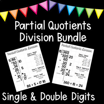 Preview of Partial Quotients Long Division Bundle- Single & Double Digit Divisors