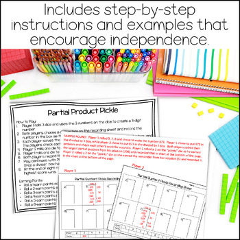 partial quotients pickle a single digit long division game tpt