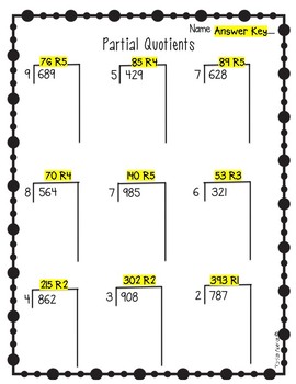 Partial Quotients Worksheets by Monica Abarca | Teachers ...