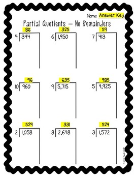 partial quotients worksheets by monica abarca teachers pay teachers