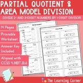 Partial Quotients and Area Model Division Worksheets (1-Di