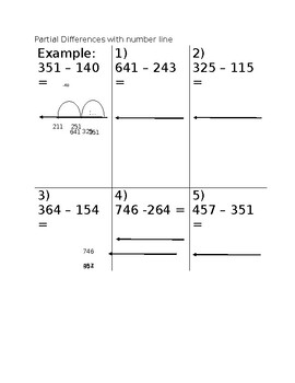 Preview of Partial Sums and Partial Differences with number lines