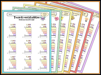 Preview of ADDITION (4-digit numbers with regrouping) with PARTIAL SUMS: WORKSHEETS