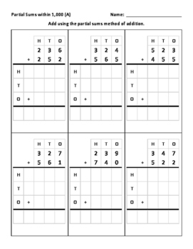 Preview of Partial Sums within 1,000