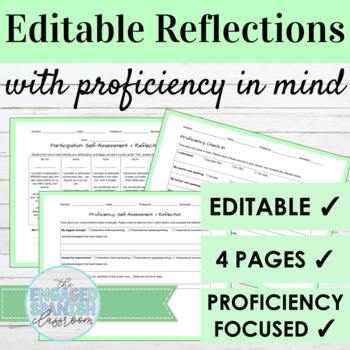 Preview of Editable Spanish Participation and Proficiency Reflection