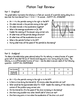 Preview of Particle Motion Review