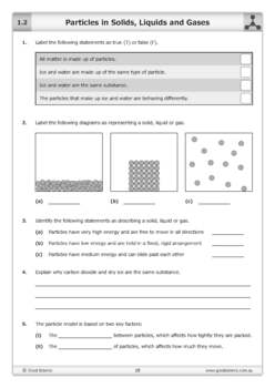 particles in solids liquids and gases worksheet by good science worksheets