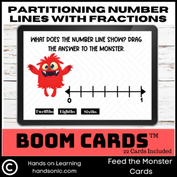 Preview of Partition Fractions with Number Lines Boom Cards