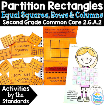 Preview of Partition a Rectangle into Equal Squares: 2.G.A.2 Common Core Math 2nd Grade
