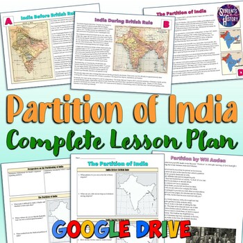 Preview of Partition of India Lesson Plan Activity: Map, Readings, Project for Imperialism