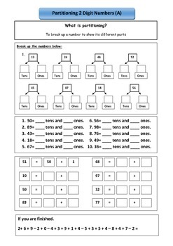Partitioning 2 and 3 digit numbers by The Primary Educator | TpT