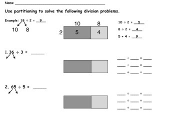 partitioning model for division by palmdreams teachers pay teachers