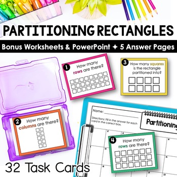 Preview of Partitioning Rectangles Math Center and Geometry Task Cards