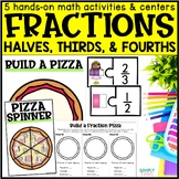 Partitioning Shapes & Beginning Fractions Math Centers | 2.G.3