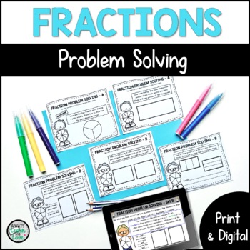 Preview of Partitioning Shapes and Fraction Word Problem Task Cards in Digital and Print