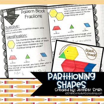 Preview of Partitioning Shapes into Fractions Lesson for Interactive Notebooks