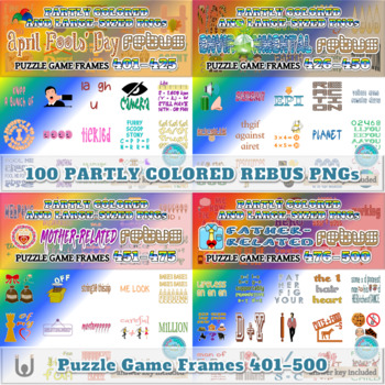 Preview of Partly Colored Rebus Puzzle Game Frames 401–500 PNGs