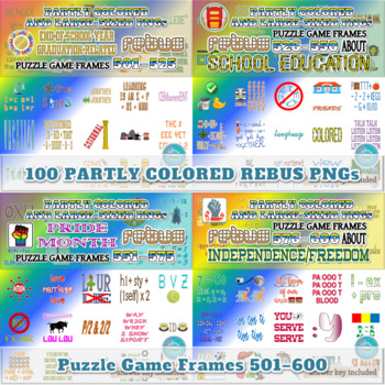 Preview of Partly Colored Rebus Puzzle Game Frames 501–600 PNGs