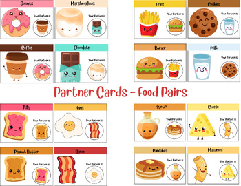 Partner Cards - Food Pairs by MrsClarksCreation | TPT