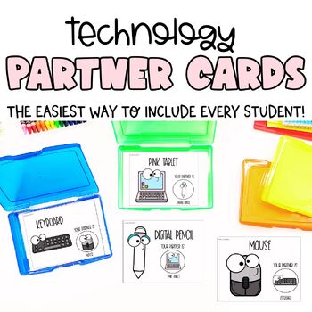 Preview of Technology Themed Partner Pairing Cards | Classroom Management System