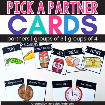 Preview of Partner Pairing Cards and Grouping Cards Pick a Partner 