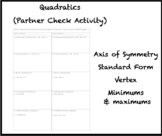 Partner Check Activity - Quadratics - Axis of Symmetry - S