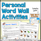 Sight Word Games and Activities for Personal Word Walls