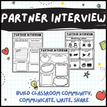 Preview of Partner Interview: (Icebreaker and Classroom Community Builder)