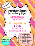 Partner Math Exponential Equations No Logarithms 2 Levels:
