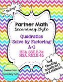 Partner Math Factoring & Solving Quadratics a=1:  No Prep 
