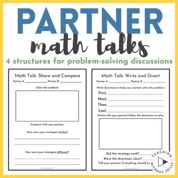 Preview of Partner Math Talks for Problem Solving and Math Discourse | Elementary K-5